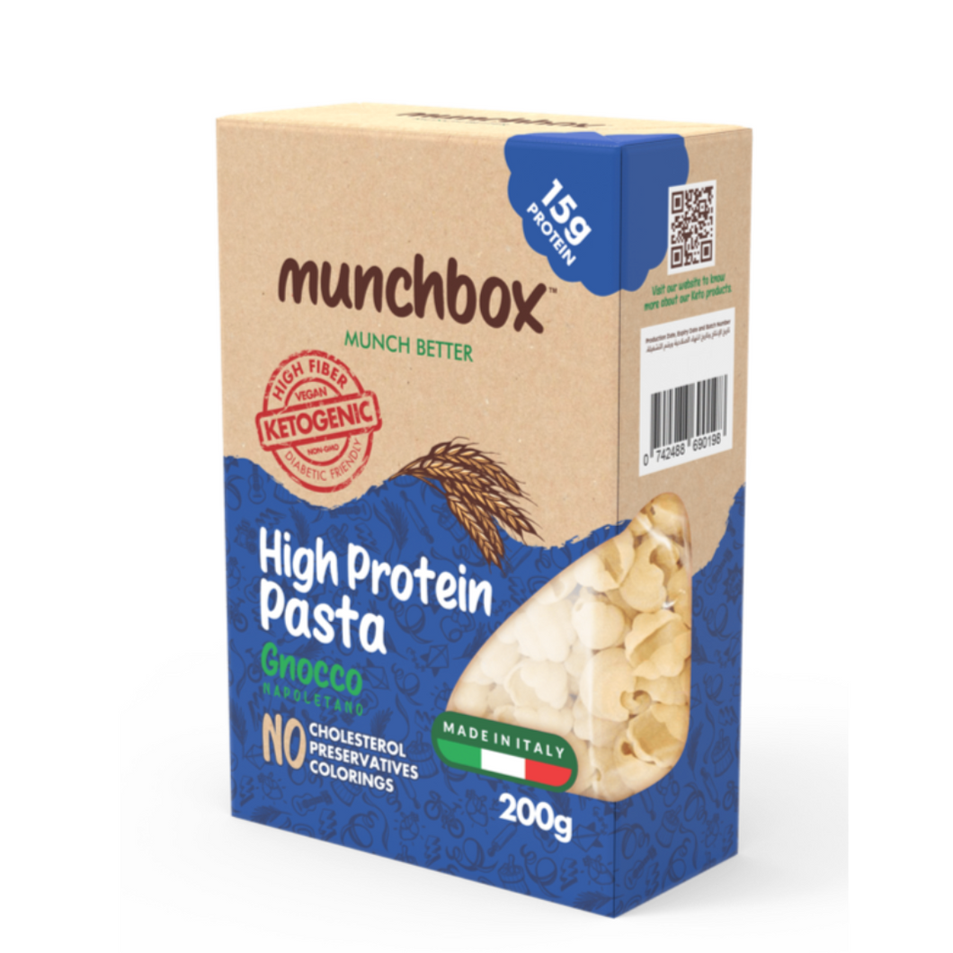 Premium high protein low carb gnocco pasta by Munchbox UAE.