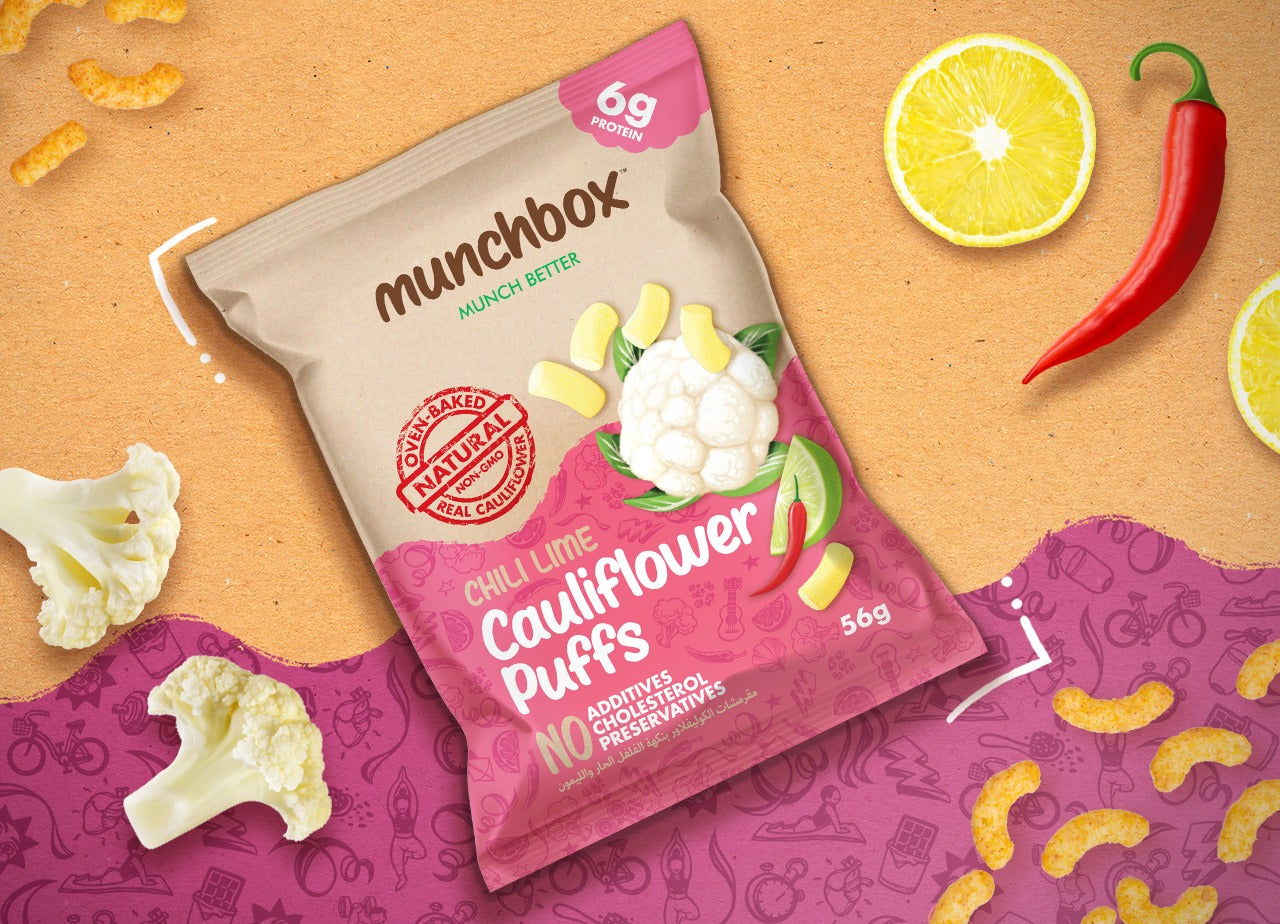 Premium Chili Lime Oven Baked Cauliflower Puffs By Munchbox UAE.