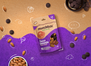 premium pack of 45g choco almonds by Munchbox 