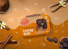 Load image into Gallery viewer, A pack of 10 cinnamon vanilla energy balls by Munchbox
