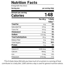 Load image into Gallery viewer, nutritional facts for A pack of 10 chia choco energy balls by Munchbox
