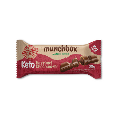 Premium Keto hazelnut chocowafer by Munchbox UAE.
