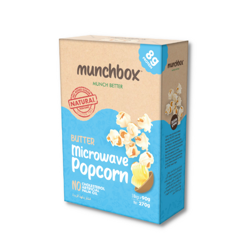 Premium butter microwave popcorn by Munchbox UAE.