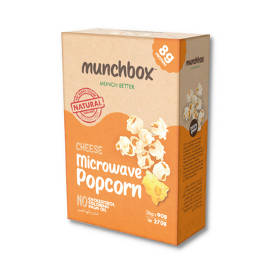 Premium Cheese microwave popcorn by Munchbox UAE.