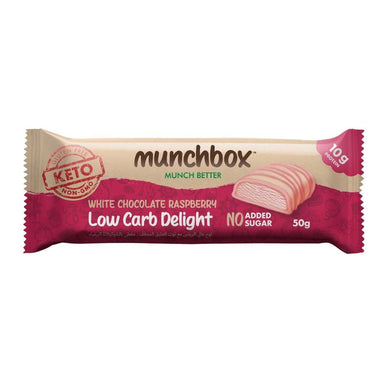 Premium Keto White Chocolate Raspberry Bar By Munchbox UAE