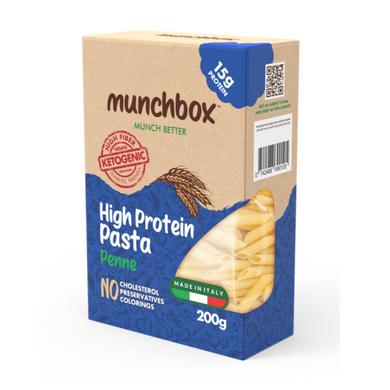 Premium high protein low carb penne pasta by Munchbox UAE