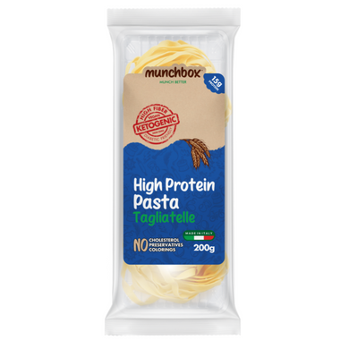 Premium High protein low carb tagliatelle pasta by Munchbox UAE.