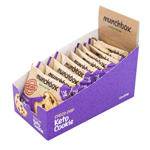 Box of premium keto choc chip cookie by Munchbox
