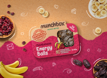 Load image into Gallery viewer, A pack of premium cranbanana energy balls by Munchbox
