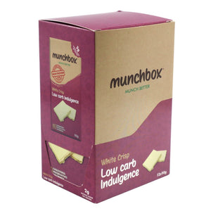a box of White chocolate low carb indulgence by Munchbox UAE