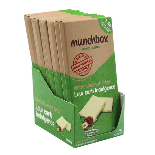 a box of premium White chocolate low carb indulgence by Munchbox UAE