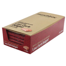 تحميل الصورة في عارض المعرض ، a box of premium keto white chocolate raspberry bar by Munchbox UAE
