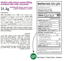 Load image into Gallery viewer, nutritional facts for premium choco wafers by Munchbox UAE.

