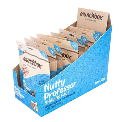 a box of 10 premium pack of 150g nutty professor by Munchbox