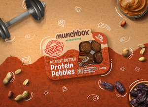 A pack of 10 peanut butter protein pebbles by Munchbox